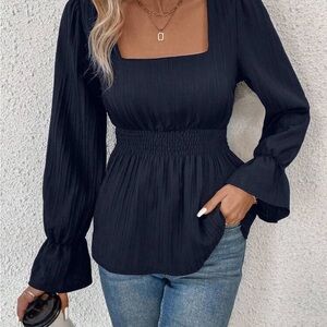 Shein - Elegant Navy Blue Women's Top